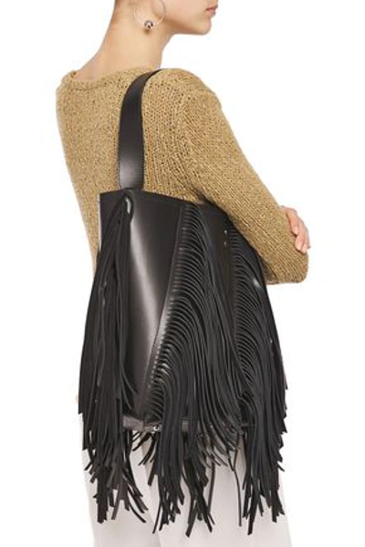 Proenza Schouler Fringed Leather And Suede Bucket Bag In Black