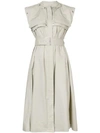 Proenza Schouler Sleeveless Trench-style Dress With Belt In Grey
