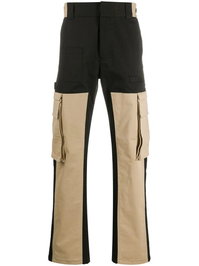 Fendi Patchwork Cotton-blend Canvas Cargo Trousers In Black