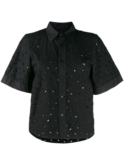 Ami Alexandre Mattiussi Cut-out Embroidered Short-sleeved Shirt In Black