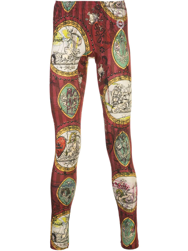 Vivienne Westwood Baseball Wallpaper Print Leggings In Red Modesens
