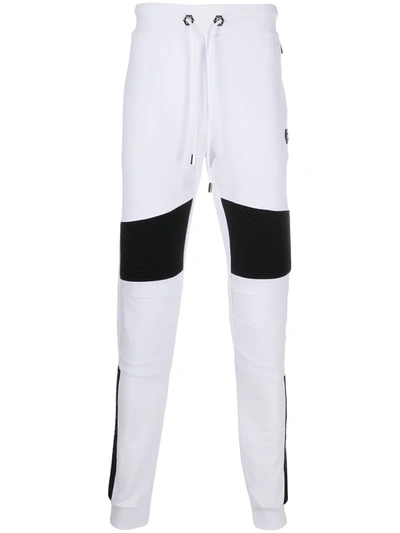 Philipp Plein Ribbed Panel Cotton Track Trousers In White