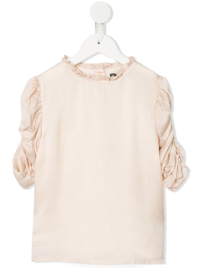 Velveteen Kids' Dionne Rouched Sleeves Blouse In Pink