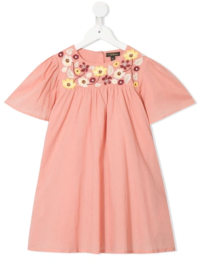 Velveteen Kids' Priya Embroidered Floral Dress In Pink