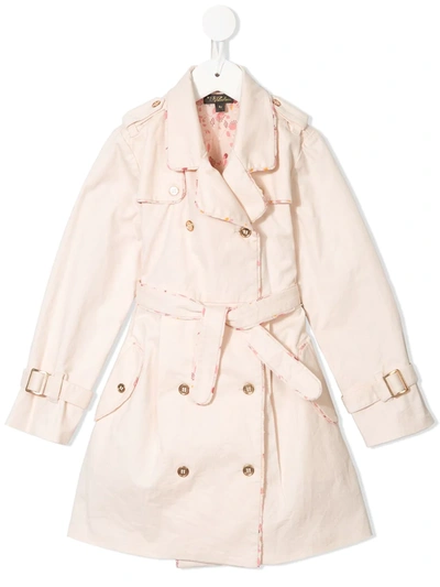 Velveteen Kids' Taylor Pleated Trench Coat In Pink