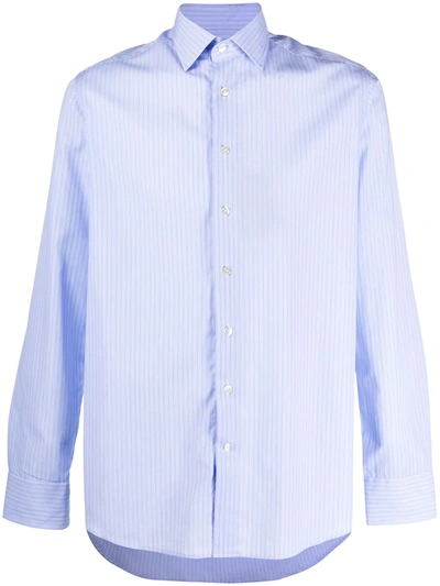 Etro Pinstripe Classic Collar Shirt In Blue