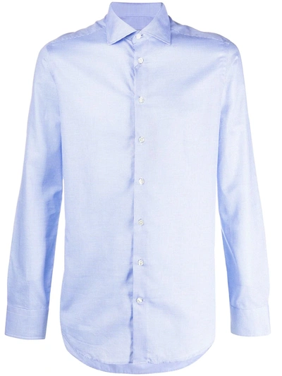 Etro Micro Check Print Slim Fit Shirt In Blue