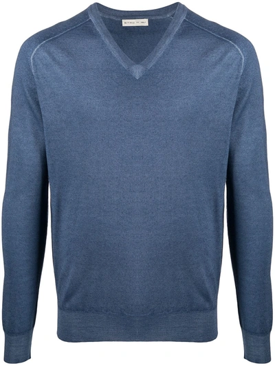 Etro Pearled Jersey Knit Jumper In Blue