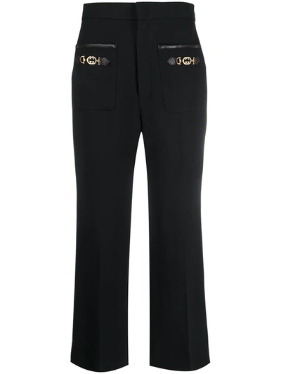 Gucci Horsebit Pocket Cropped Trousers In Black