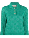 Gucci Gg Sparkling Cropped Polo Shirt In Green