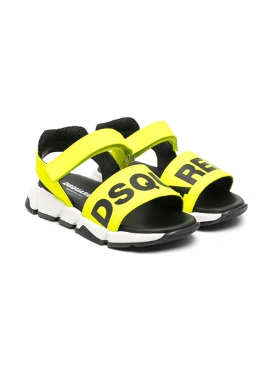 Dsquared2 Kids' Logo-print Touch-strap Sandals In Unica