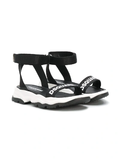 Dsquared2 Teen Logo-print Sandals In Black