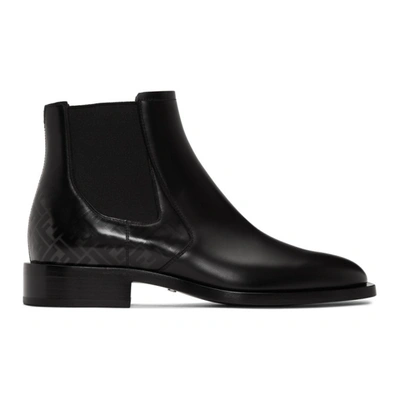 Fendi Ff-print Leather Chelsea Boots In Black