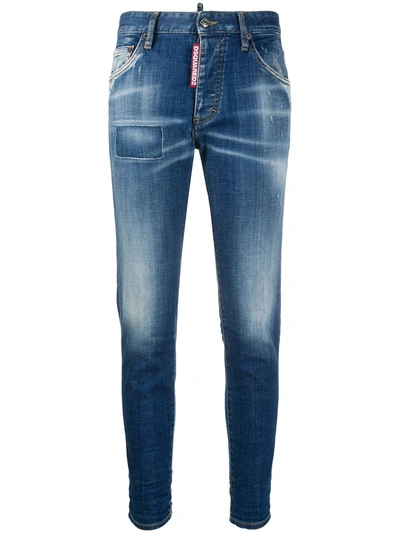 Dsquared2 Buttoned Denim Jeans In Blue