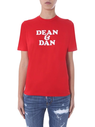 Dsquared2 Dean & Dan Printed T-shirt In Red