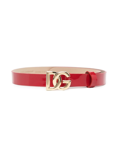 Dolce & Gabbana Teen Buckle Belt In Red
