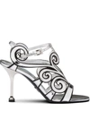 Prada Baroque-style Ankle Strap Sandals In Silver