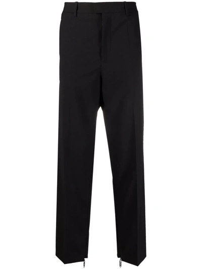 Off-white Paperclip-detail Straight-leg Trousers In Black
