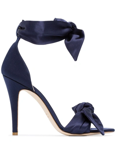 Gia Couture Blue Katiusha 120 Bow Satin Sandals