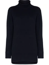 Ply-knits Longline Turtleneck Cashmere Sweater In Blue