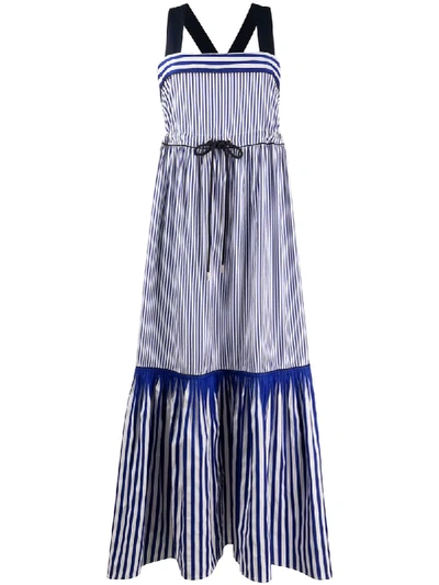 Tommy Hilfiger Striped Fish-tail Maxi Dress In Blue