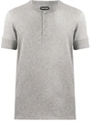 Tom Ford Buttoned Neck Relaxed Fit T-shirt In Grey