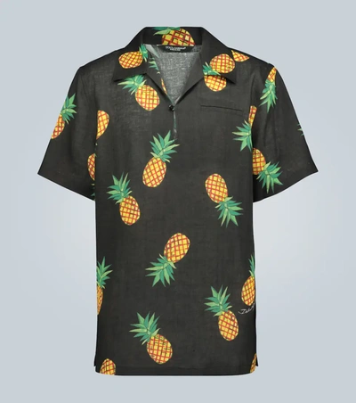 Dolce & Gabbana Pineapple-print Short-sleeve Shirt In Ls Ananas F.do Nero