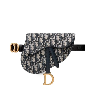 Pre-owned Dior  Saddle Belt Bag Oblique Blue