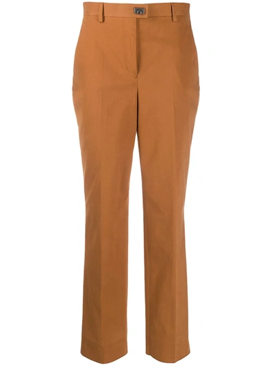 Ferragamo Cropped Tailored Trousers In Brown