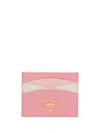 Prada Logo Plaque Card Holder In Pink