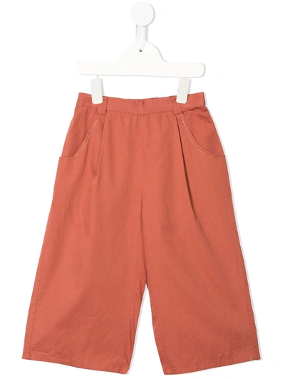 Velveteen Kids' Shelby Cropped Trousers In Pink