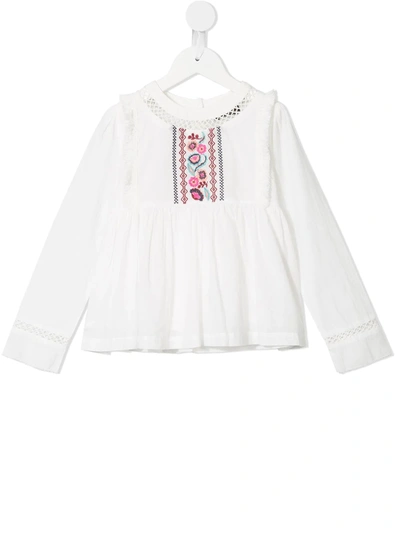 Velveteen Kids' Jade Embroidered Blouse In White