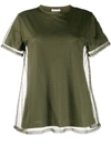 Moncler Mesh-layered Cotton T-shirt In Green