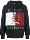 Tommy Hilfiger Embroidered Logo Long-sleeved Hoodie In Blue