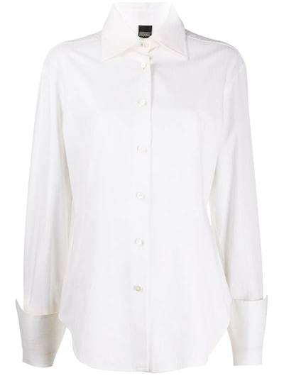 Pre-owned Gianfranco Ferre Long-sleeved Pinstriped Shirt In White