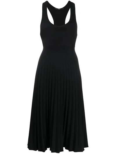 Pre-owned Gianfranco Ferre Racerback Pleated Dress In Black