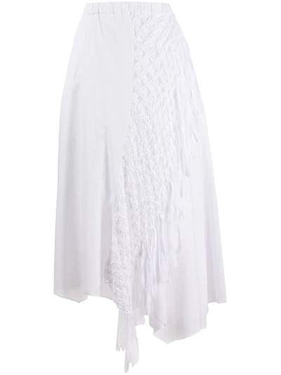 Zucca Asymmetric Midi Skirt In White