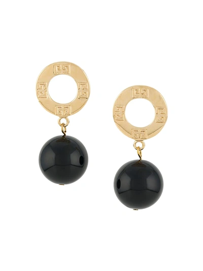 Pre-owned Givenchy 1980's Engraved Drop Earrings In Gold