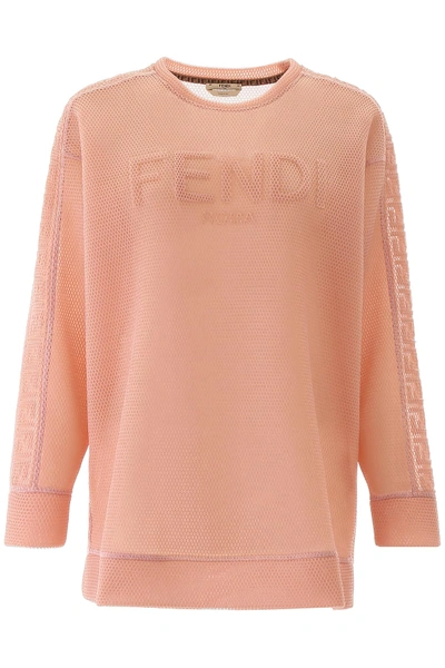 Fendi Mesh Sweatshirt With Logo In Pink