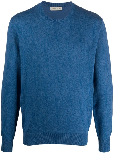 Etro Paisley Pattern Jersey Knit Jumper In Blue