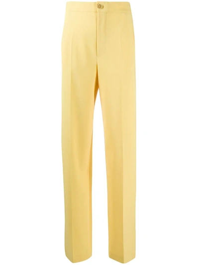 Erika Cavallini High-waisted Side Slit Trousers In Yellow