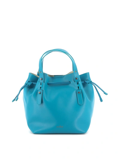 Hogan Smooth Leather Bucket Bag In Light Blue