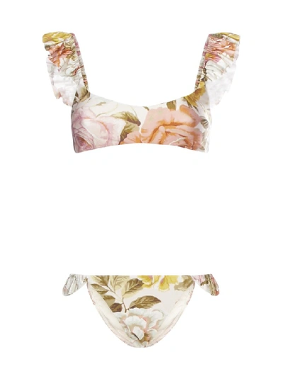 Zimmermann Bikini Bonita Swimwear In Cream Floral