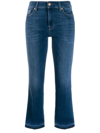 7 For All Mankind Cropped Boot Unrolled Jeans In Blue