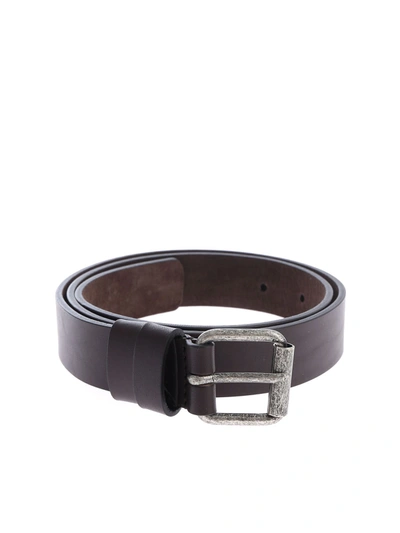 Aspesi Belt In Brown Leather With Buckle