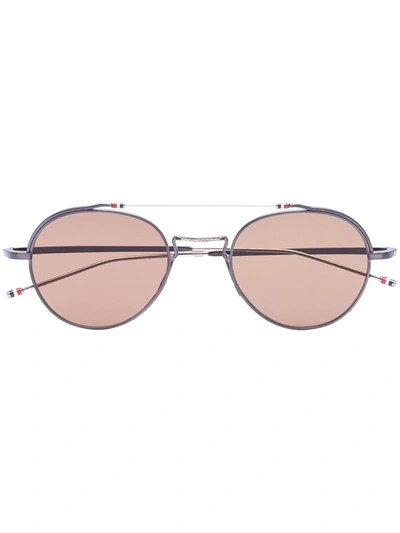 Thom Browne Grey Round Frame Sunglasses In 灰色