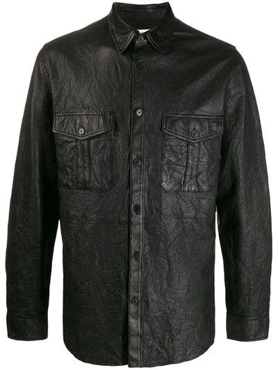 Zadig & Voltaire Leather Crinkled Shirt In Black