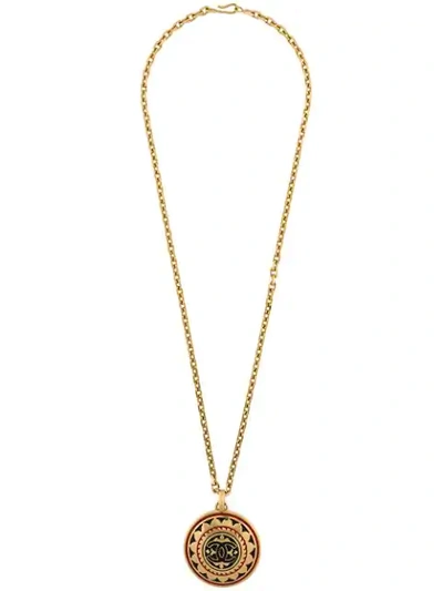 Pre-owned Chanel 1989-90 Floral Cc Medallion Necklace In Gold