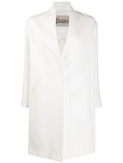 Herno Inverted-lapel Single Breasted Coat In White
