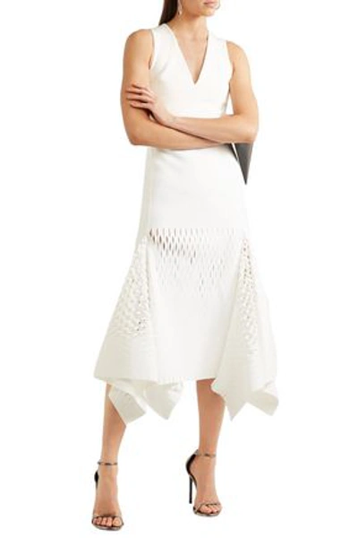 Dion Lee Cutout Neoprene And Stretch-knit Midi Dress In Off-white